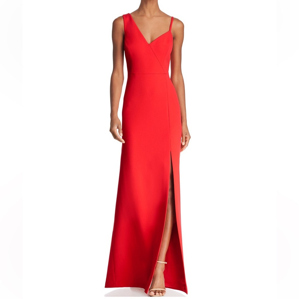BCBGMAXAZRIA Asymettrical Crepe Gown